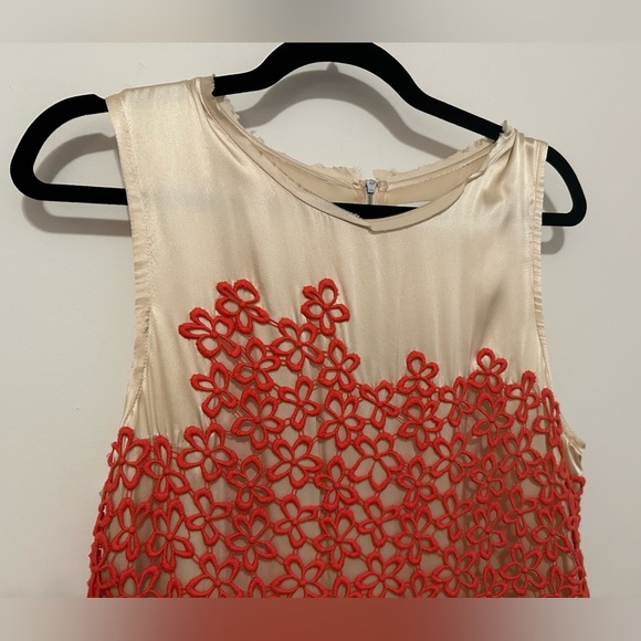 3.1 Phillip Lim cream & black silk mini dress with orange floral embroidery - 8 - Picture 4 of 12
